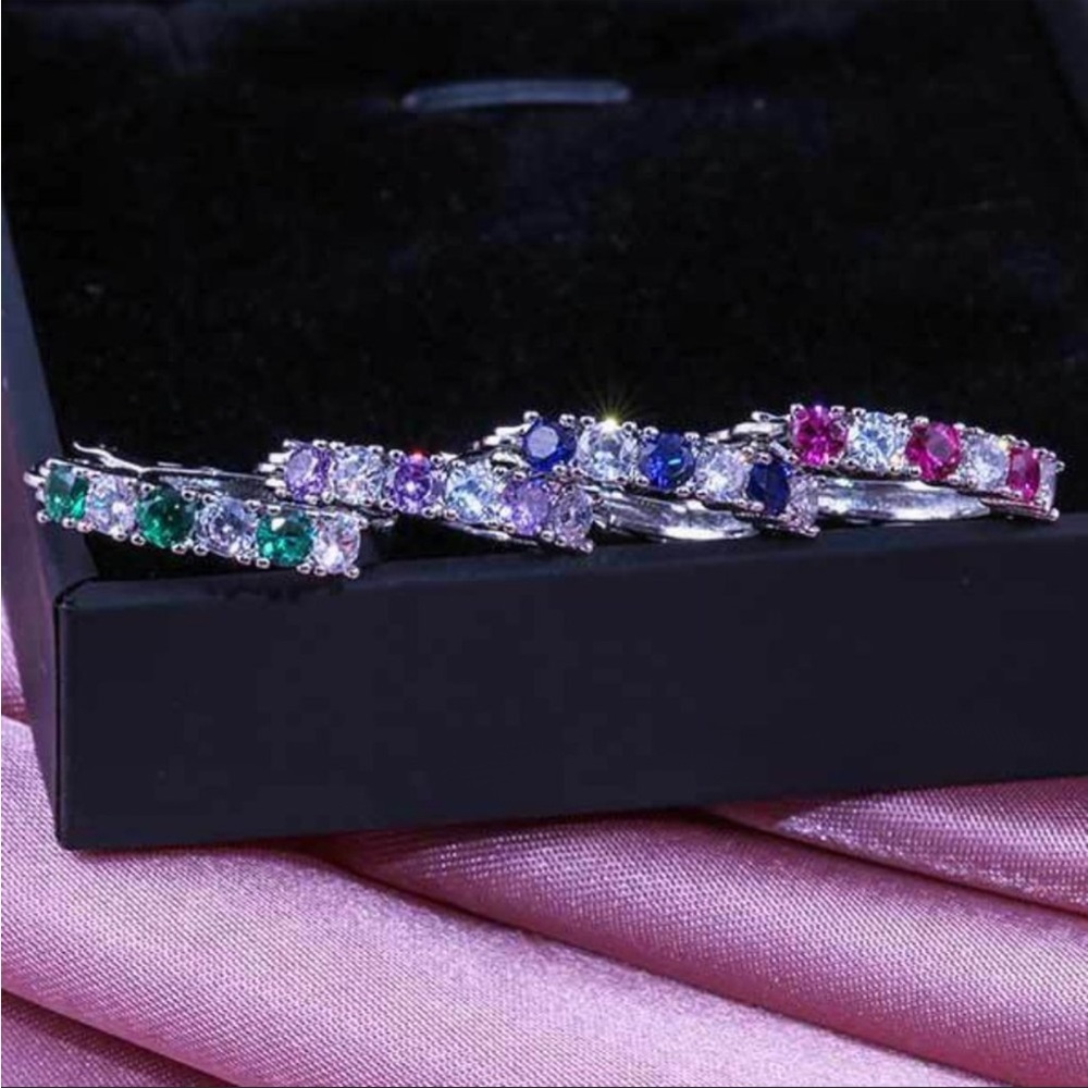 New 925 Silver Dainty  Fashion Sapphire Earrings - Picture 5 of 5